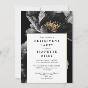 Elegant Modern Botanical Floral Retirement Party Invitation