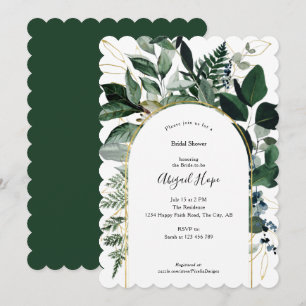 Elegant Modern Botanical foliage watercolor Invitation