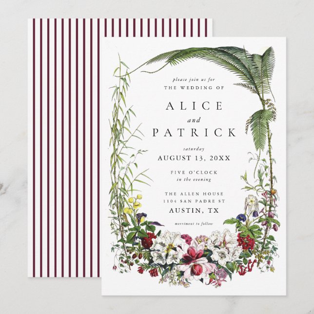 Elegant Modern Botanical Greenery Wedding Invitation (Front/Back)