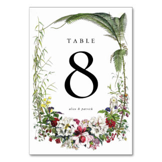 Elegant Modern Botanical Greenery Wedding Table Number