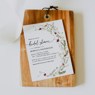 Elegant Modern Botanical Wildflower Bridal Shower  Invitation