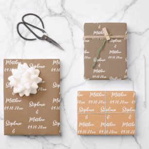 Elegant Modern Bride Groom Names Weddings Wrapping Paper Sheet