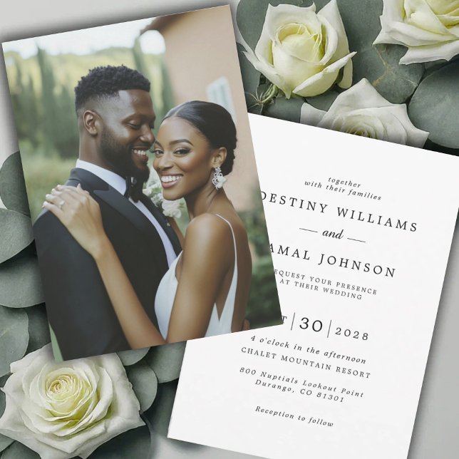 Elegant Modern Bride Groom Photo Wedding  Invitation (Creator Uploaded)