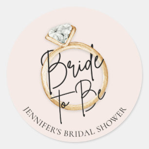 Elegant Modern Bride to Be Classic Round Sticker