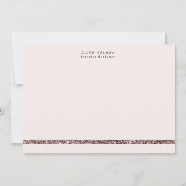 elegant modern bronze glitter Stationery Note Card (Front)