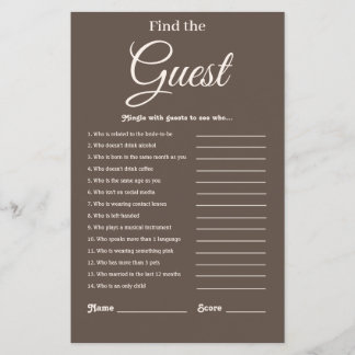 Elegant Modern Brown Bridal Shower Game