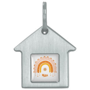 ELEGANT MODERN BROWN SHADE RAINBOW BOHO PET ID TAG