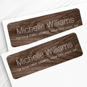 Elegant modern brown wood grain return address
