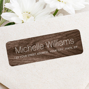 Elegant modern brown wood grain return address