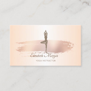 Elegant Modern Brush Stroke Glitter Yoga Girl Business Card