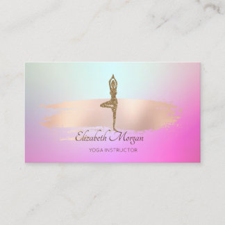 Elegant Modern, Brush Stroke Yoga Girl Business Card