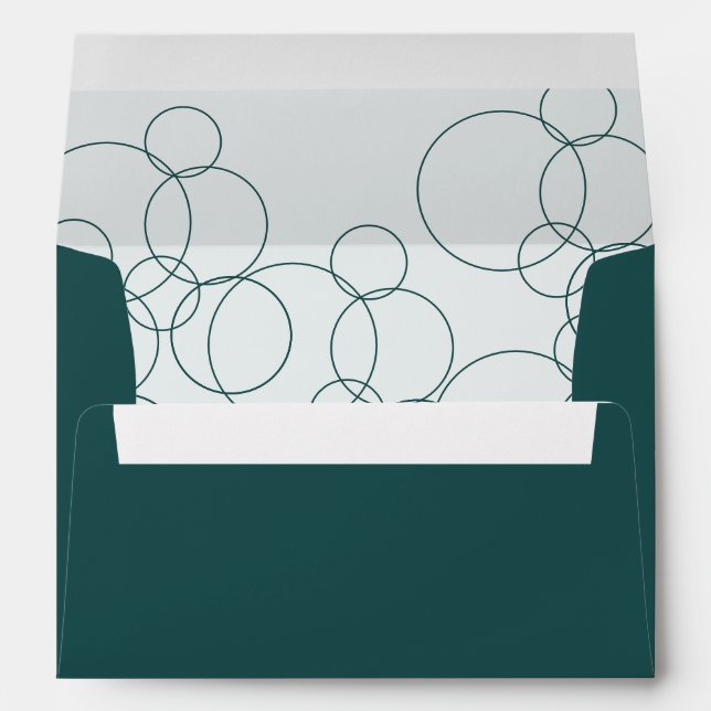 Elegant Modern Bubbles Geometric Grey & Dark Teal Envelope (Back (Bottom))