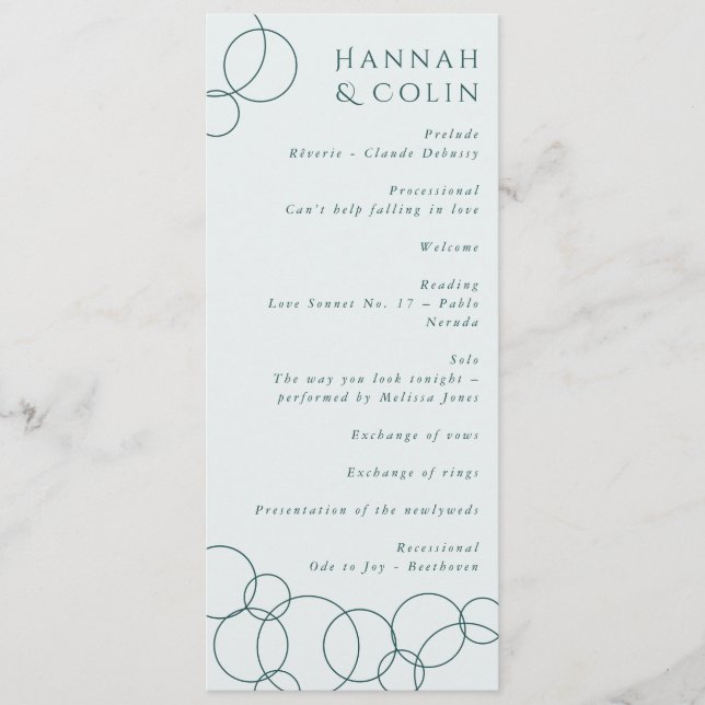 Elegant Modern Bubbles Geometric Grey & Dark Teal Programme (Front)