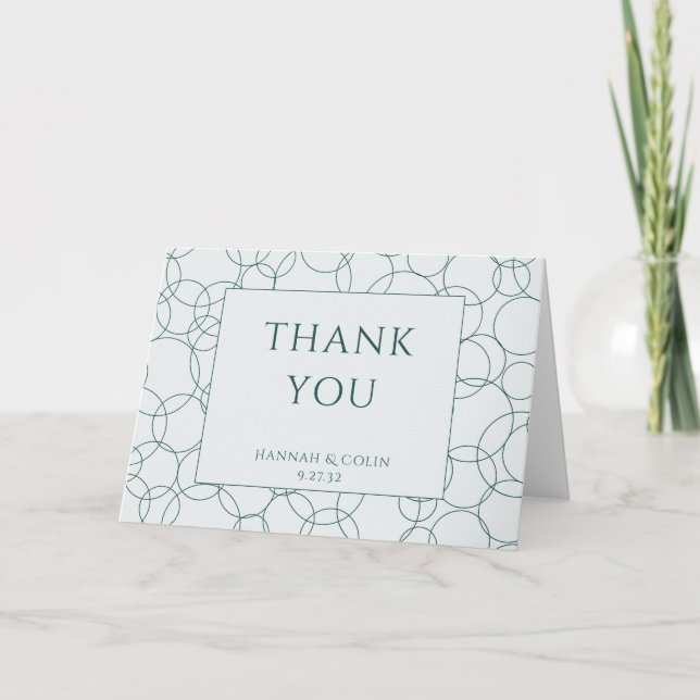 Elegant Modern Bubbles Geometric Grey & Dark Teal Thank You Card (Front)