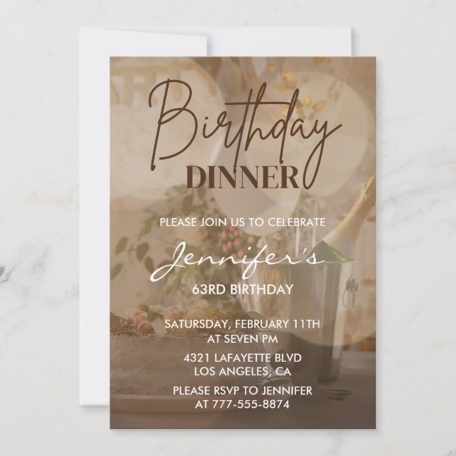 Elegant Modern Bubbly Champagne 63rd birthday Invitation (Front)