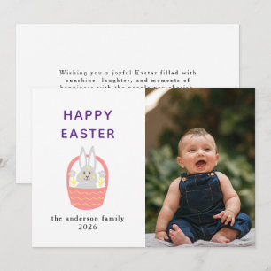 Elegant Modern Bunny Happy Easter Photo Holiday Card