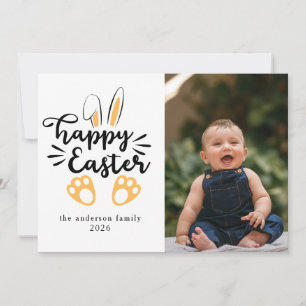 Elegant Modern Bunny Happy Easter Photo Holiday Card