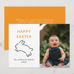 Elegant Modern Bunny Happy Easter Photo Holiday Card