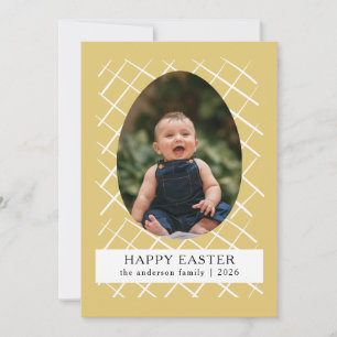 Elegant Modern Bunny Patterns Happy Easter Photo Holiday Card