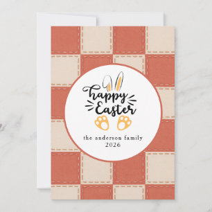Elegant Modern Bunny Patterns Happy Easter Photo Holiday Card