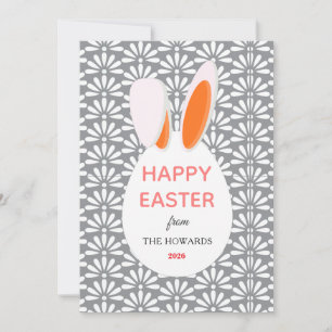 Elegant Modern Bunny Patterns Happy Easter Photo Holiday Card