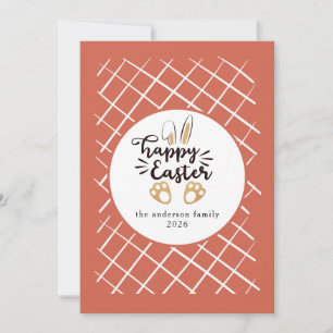 Elegant Modern Bunny Patterns Happy Easter Photo Holiday Card