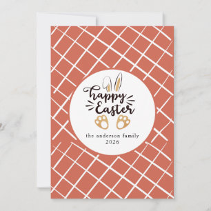 Elegant Modern Bunny Patterns Happy Easter Photo Holiday Card