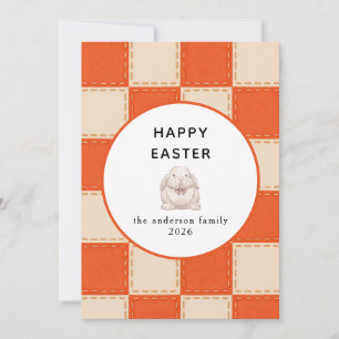 Elegant Modern Bunny Patterns Happy Easter Photo Holiday Card