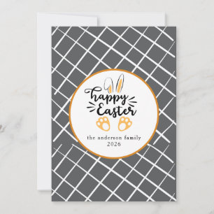 Elegant Modern Bunny Patterns Happy Easter Photo Holiday Card