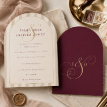 Elegant Modern Burgundy Champagne Arch Wedding