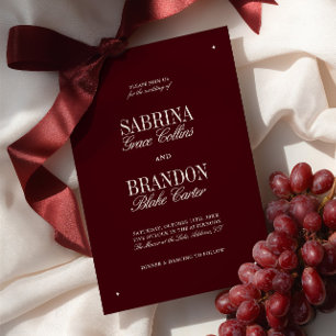 Elegant Modern Burgundy & Ivory Formal Wedding Invitation