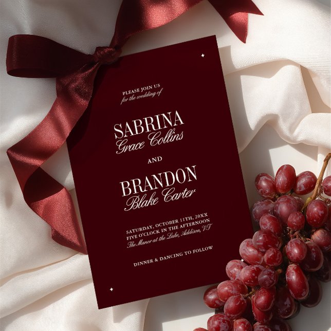 Elegant Modern Burgundy & Ivory Formal Wedding Invitation (Elegant Modern Burgundy & Ivory Formal Wedding Invitation)