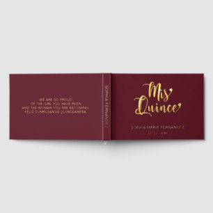 Elegant Modern Burgundy Quinceañera Guest Book