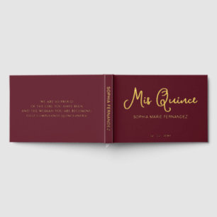 Elegant Modern Burgundy Quinceañera Guest Book