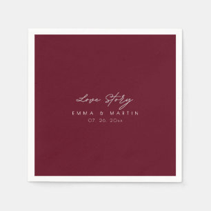 Elegant & modern Burgundy Script Wedding Napkin
