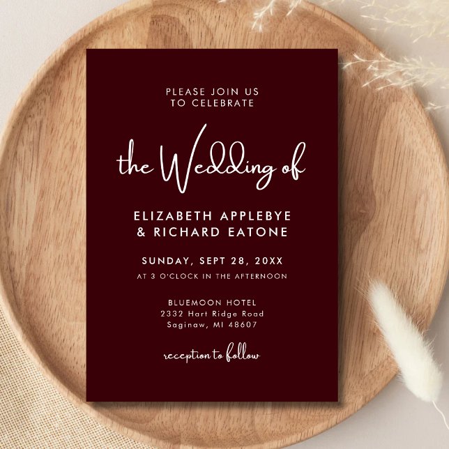 Elegant & Modern Burgundy Wedding Invitation (Creator Uploaded)