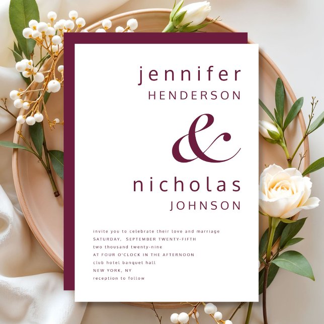 Elegant Modern Burgundy Wedding Invitation (Elegant Modern Burgundy Wedding Invitation)