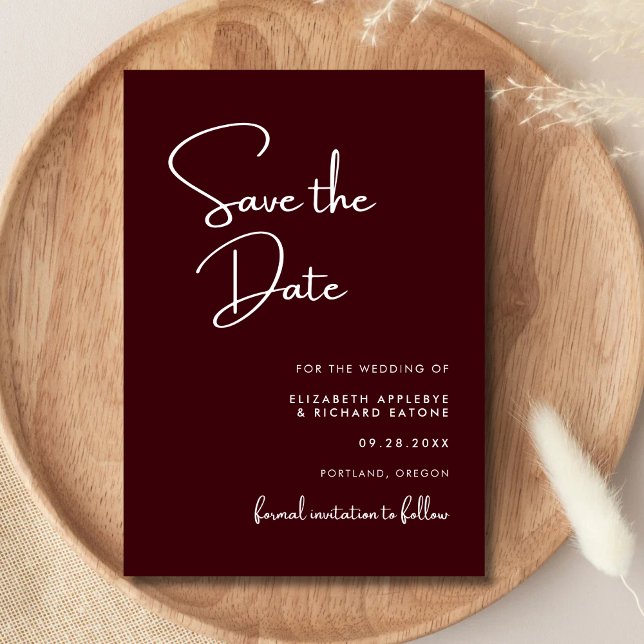 Elegant & Modern Burgundy Wedding Save The Date (Creator Uploaded)
