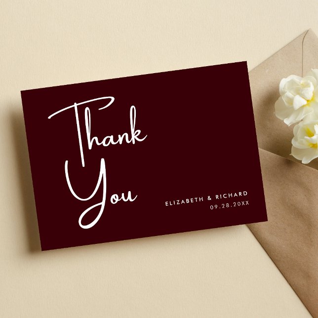 Elegant & Modern Burgundy Wedding Thank You Card (Creator Uploaded)