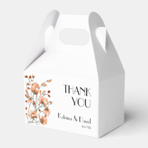 Elegant Modern Burnt Orange Floral Thank You Favour Box