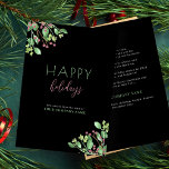 Elegant modern business corporate black holiday card<br><div class="desc">Modern trendy minimalist red green winter holiday business corporate custom text greeting card template featuring Happy Holidays typography script lettering and botanical greenery with seasonal red berries.            Personalise it with your text and signature on both sides to send your greetings and thanks to your business partners and customers!</div>