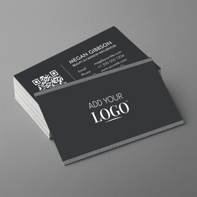 Elegant Modern Business Logo QR Code Greek Meander Card (Creator Uploaded)