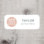 Elegant Modern Business Logo Staff Employees Name Tag<br><div class="desc">Modern minimalist name tags template to add your business logo,  employee's name and current job title or just the company name. Customise the You fonts used and the background colour which is white with the design tool to match your brand colours.</div>