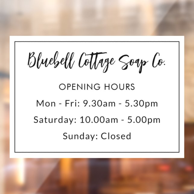 Elegant Modern Business Opening Hours  Window Cling (Sheet 2)