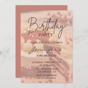 Elegant Modern Cake Sparkle 83rd birthday Invitation