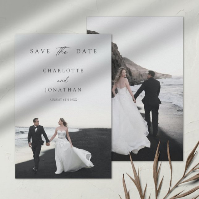 Elegant Modern Calligraphy 2 Photos Wedding Save The Date (Creator Uploaded)