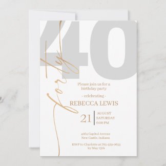 Elegant Modern Calligraphy 40th Adult Birthday Invitation