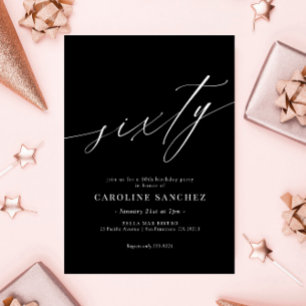Elegant Modern Calligraphy 60th Birthday Invitation