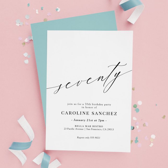 Elegant Modern Calligraphy 70th Birthday Invitation (Creator Uploaded)