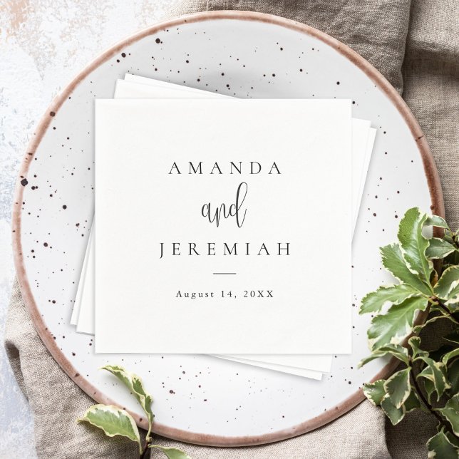 Elegant Modern Calligraphy Black and White Wedding Napkin (Creator Uploaded)